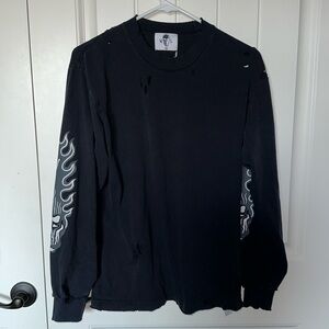 Warren Lotas Flame Skull Distressed Long Sleeve